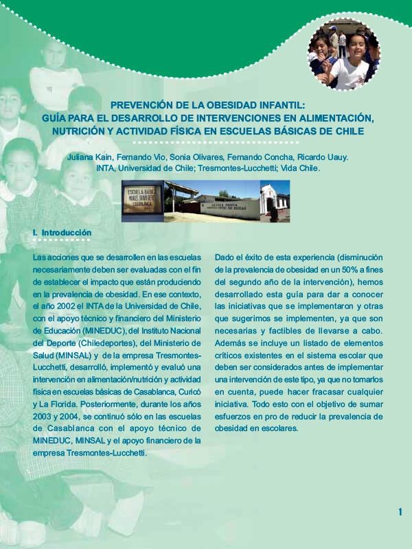 Guía para el Desarrollo de Intervenciones en Alimentación, Nutrición y Actividad Física en Escuelas Básicas de Chile