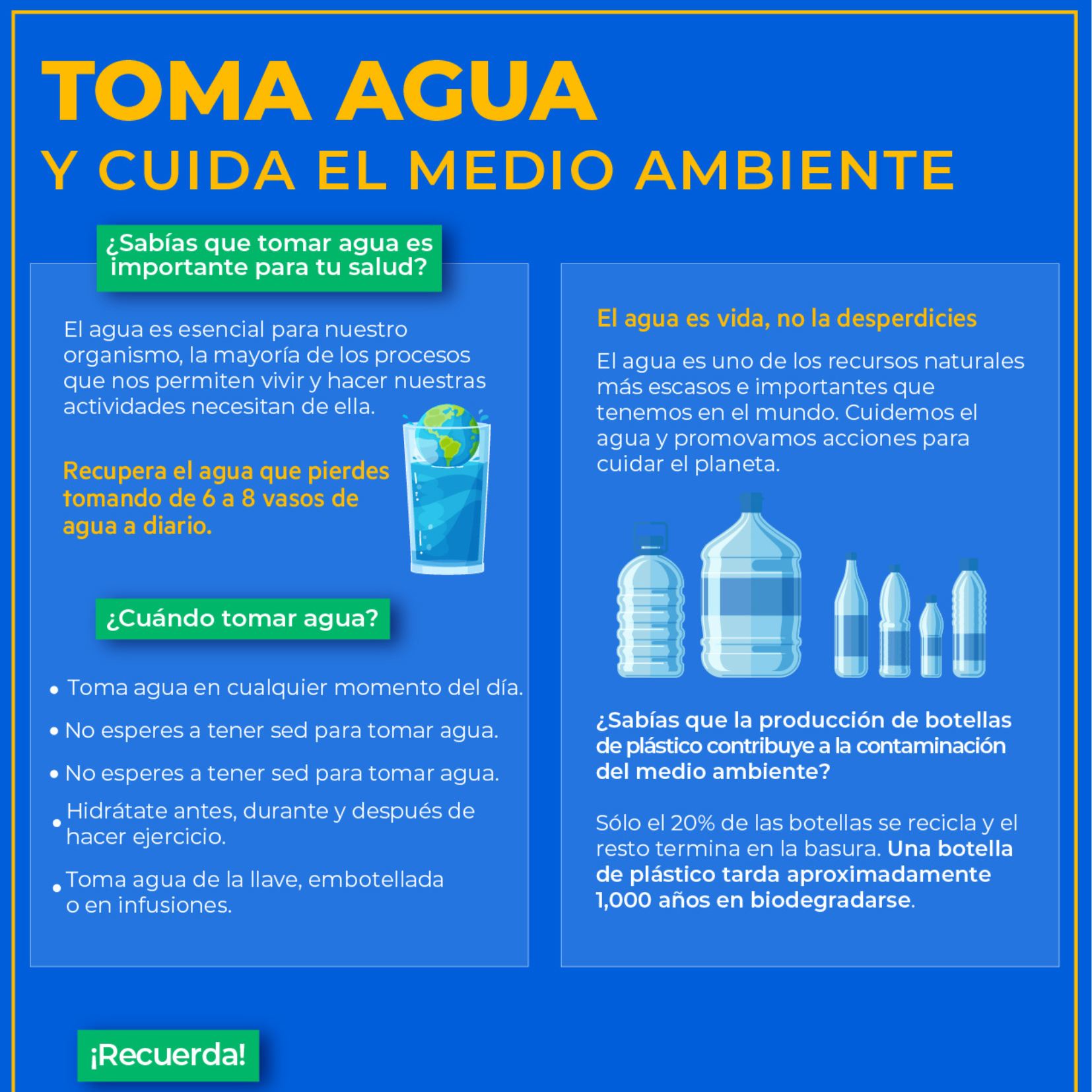 Toma agua y cuida el medio ambiente